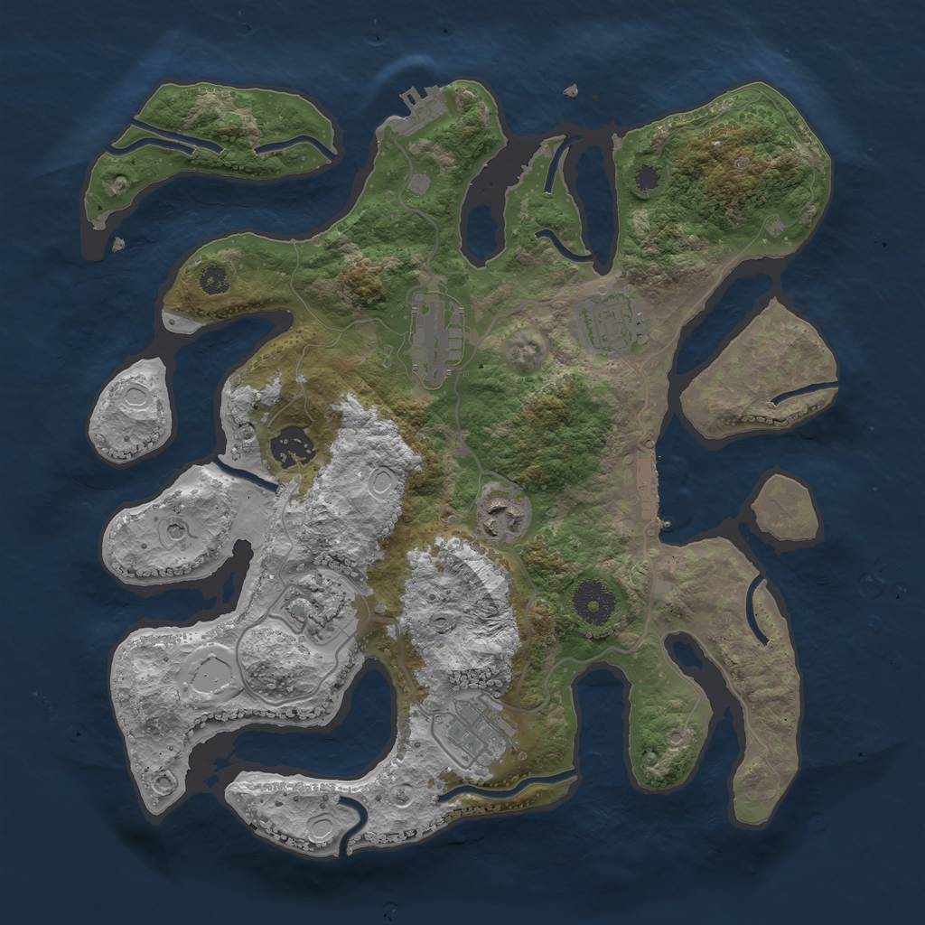Rust Map: Procedural Map, Size: 3300, Seed: 23232323, 14 Monuments