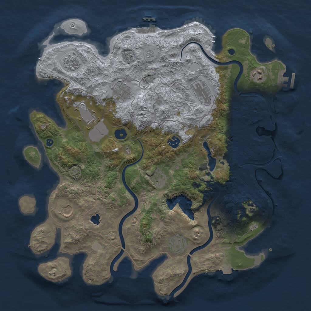 Rust Map: Procedural Map, Size: 4000, Seed: 7152, 16 Monuments
