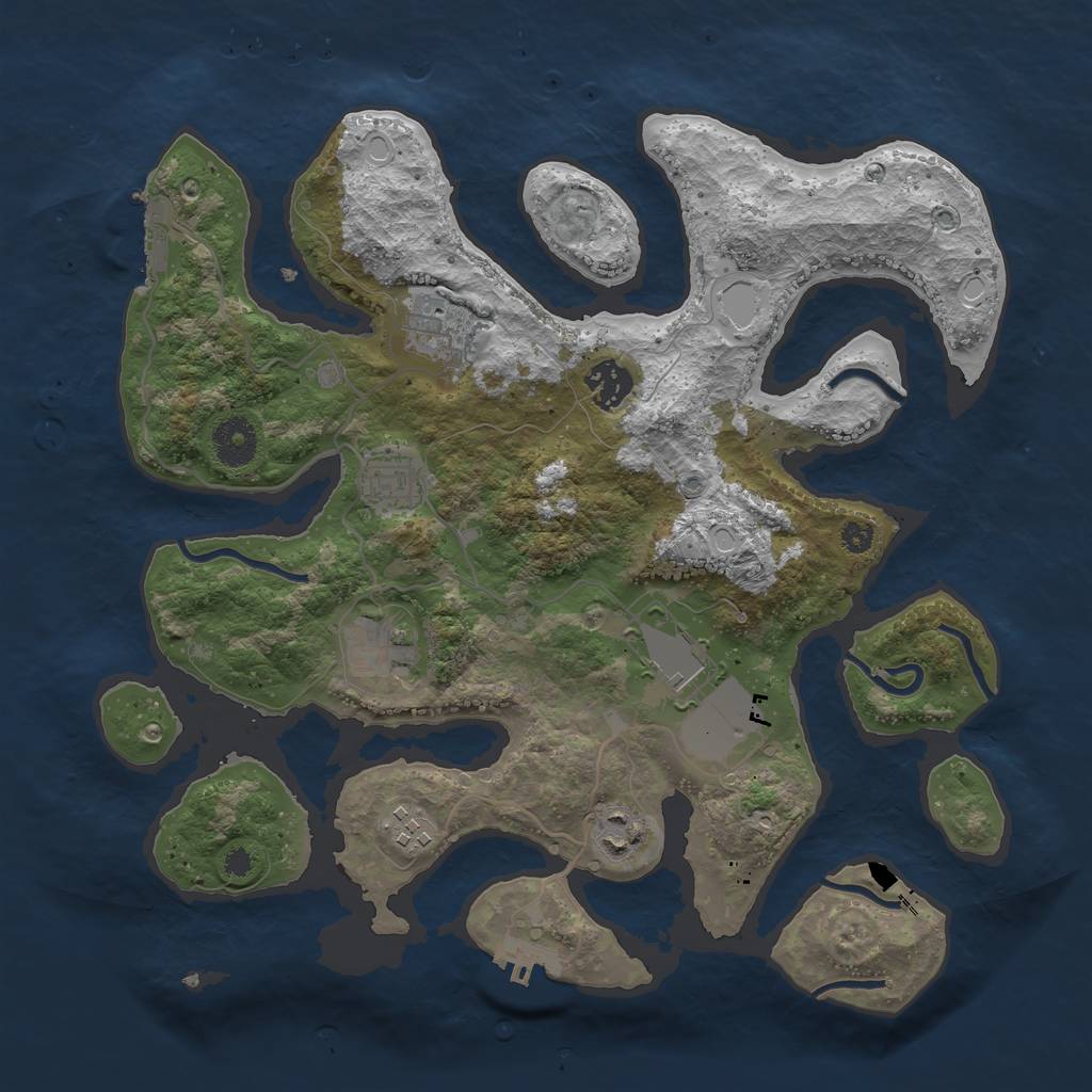 Rust Map: Procedural Map, Size: 3500, Seed: 262546, 14 Monuments