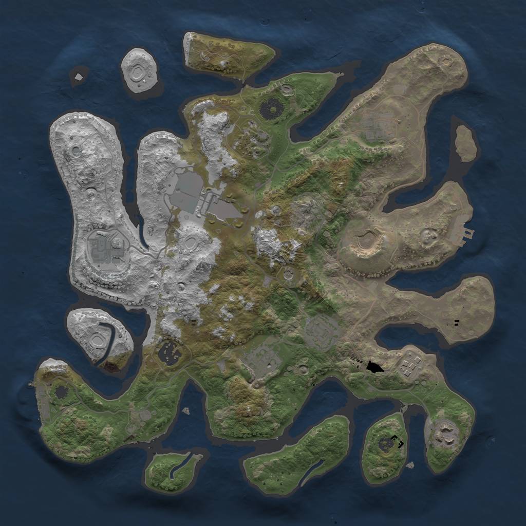 Rust Map: Procedural Map, Size: 3500, Seed: 143593264, 18 Monuments