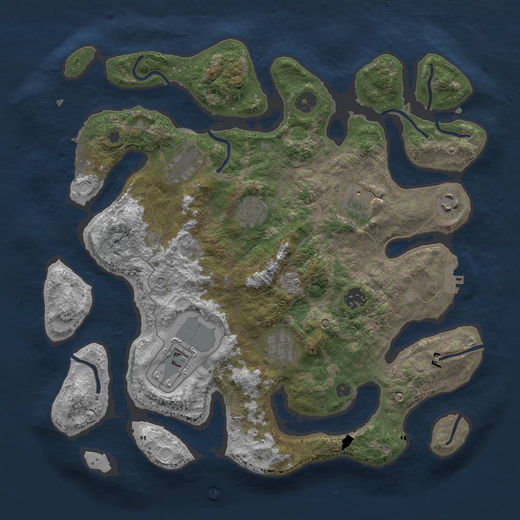 Rust Map: Procedural Map, Size: 3750, Seed: 402072299, 19 Monuments