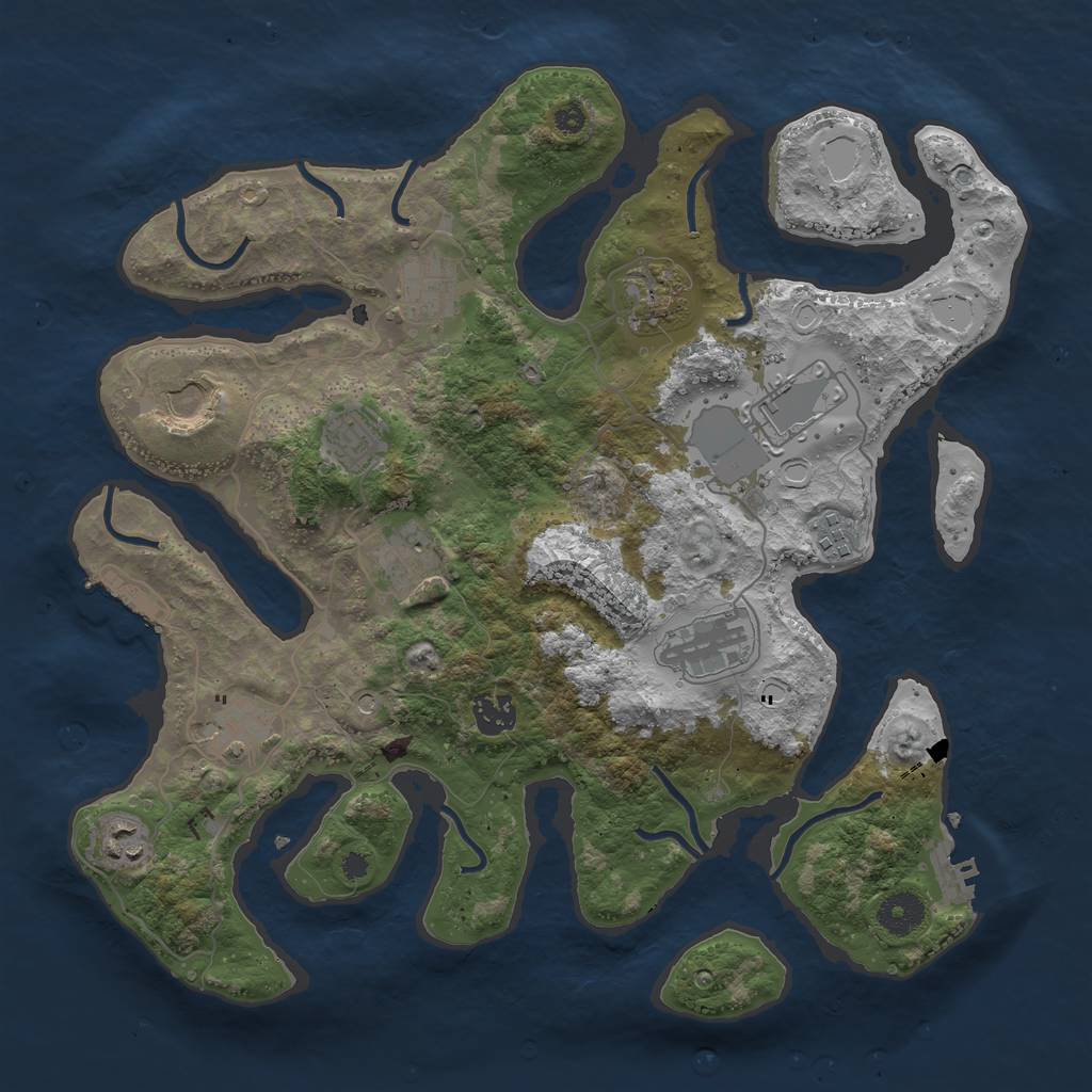 Rust Map: Procedural Map, Size: 3700, Seed: 2147304629, 22 Monuments