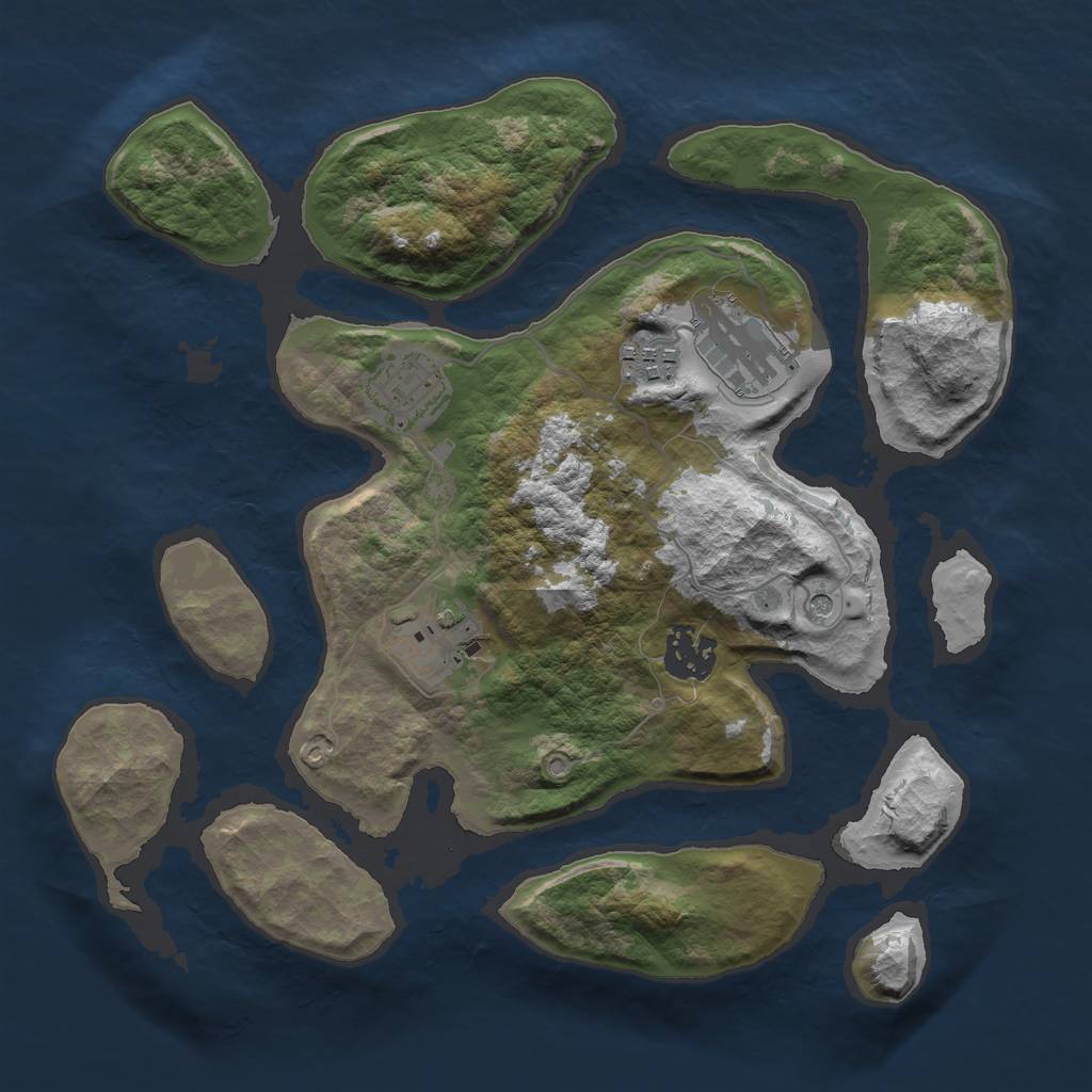 Rust Map: Barren, Size: 3000, Seed: 318058, 8 Monuments
