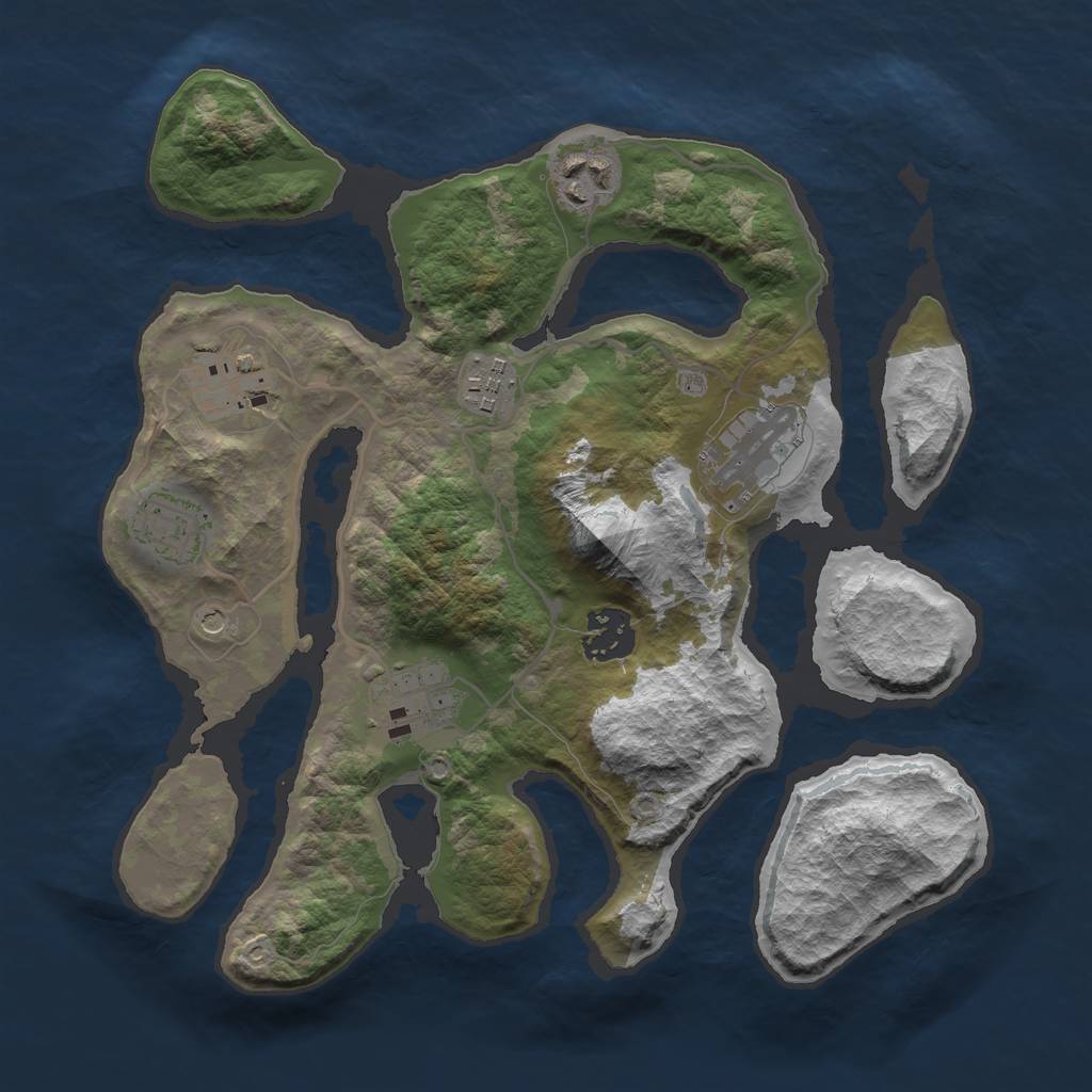 Rust Map: Barren, Size: 3000, Seed: 903462, 10 Monuments