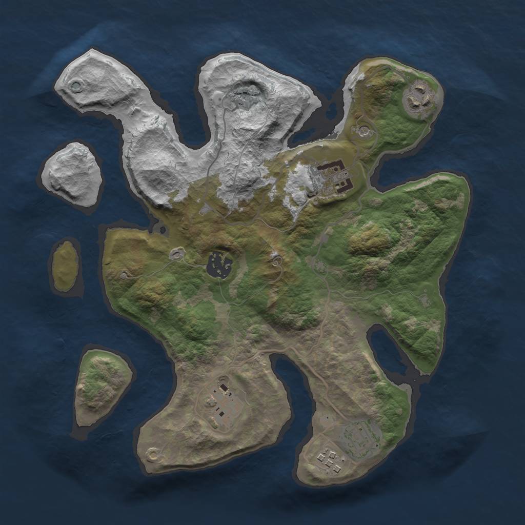 Rust Map: Barren, Size: 3000, Seed: 858930, 9 Monuments