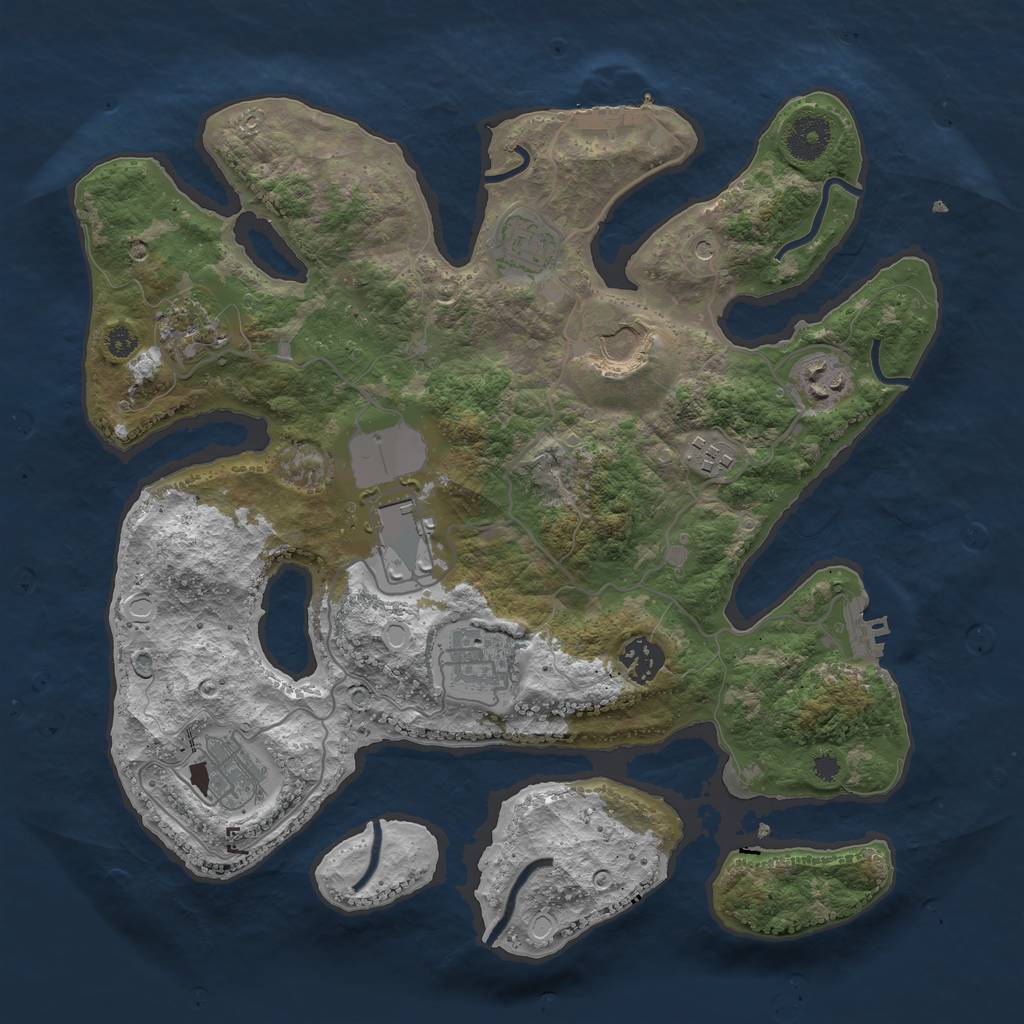 Rust Map: Procedural Map, Size: 3500, Seed: 123233445, 20 Monuments