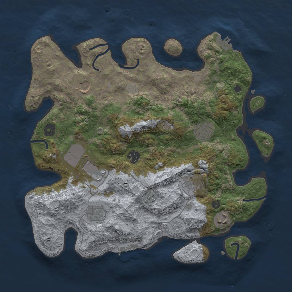 Rust Map: Procedural Map, Size: 3500, Seed: 356986, 15 Monuments