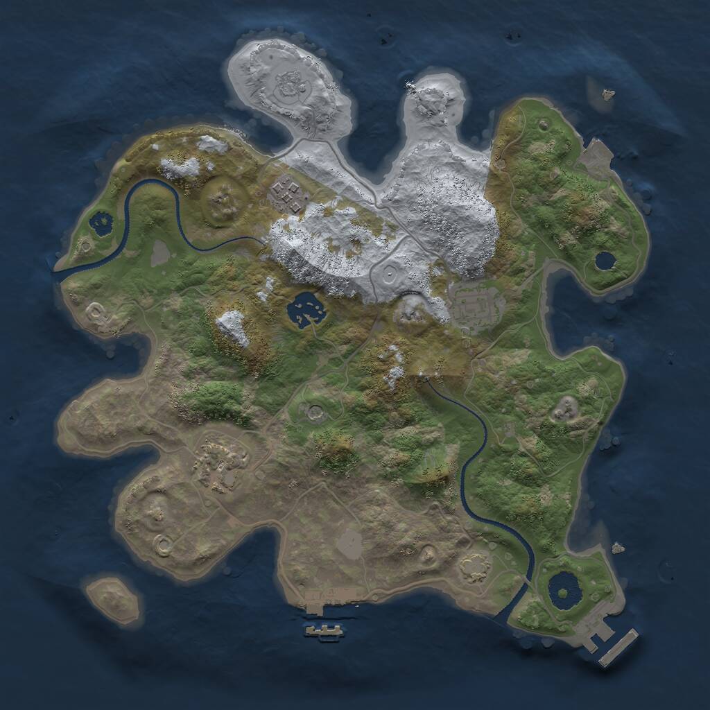 Rust Map: Procedural Map, Size: 3000, Seed: 322467, 10 Monuments