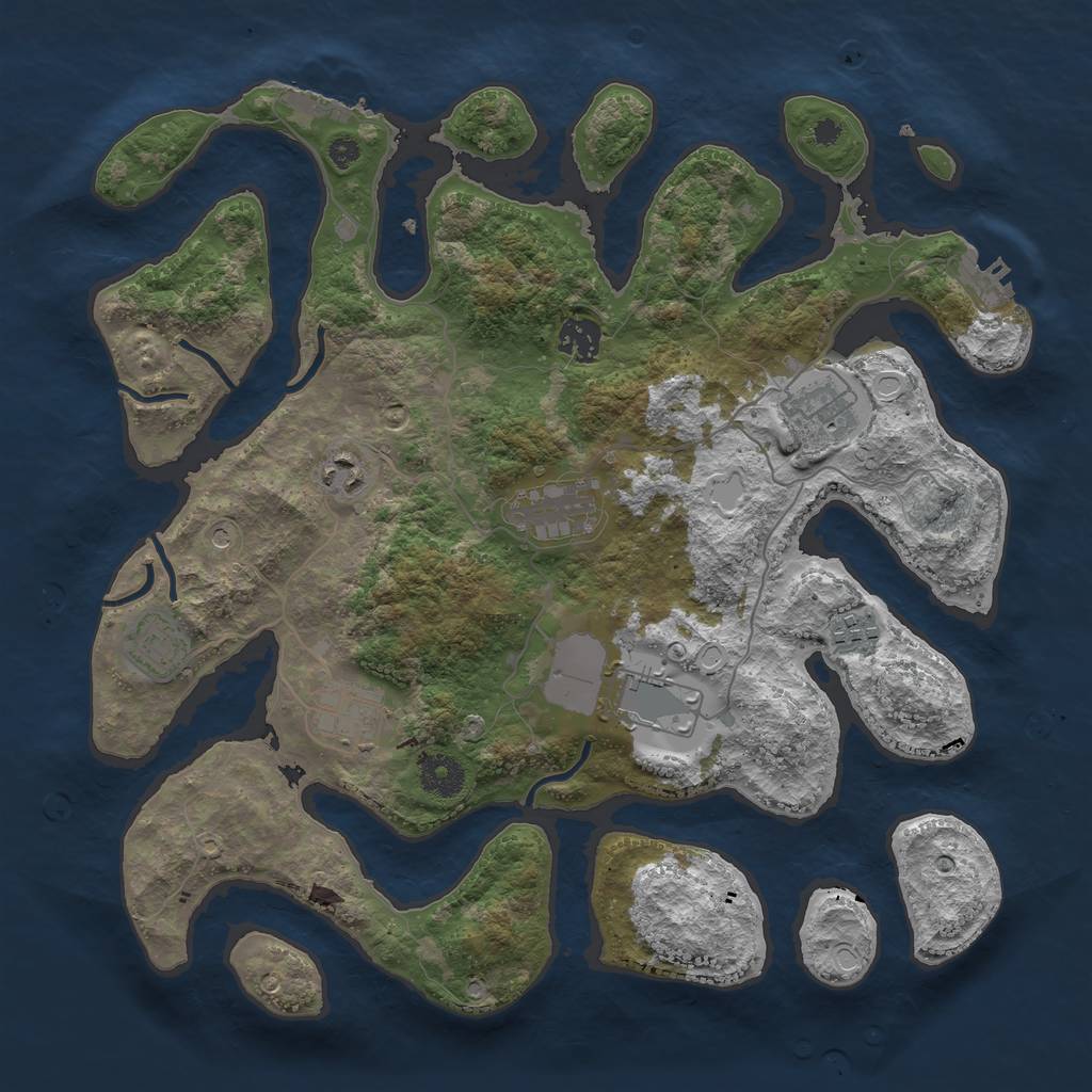 Rust Map: Procedural Map, Size: 3700, Seed: 434336169, 16 Monuments