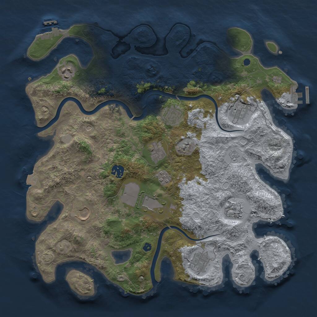 Rust Map: Procedural Map, Size: 3700, Seed: 434336169, 16 Monuments
