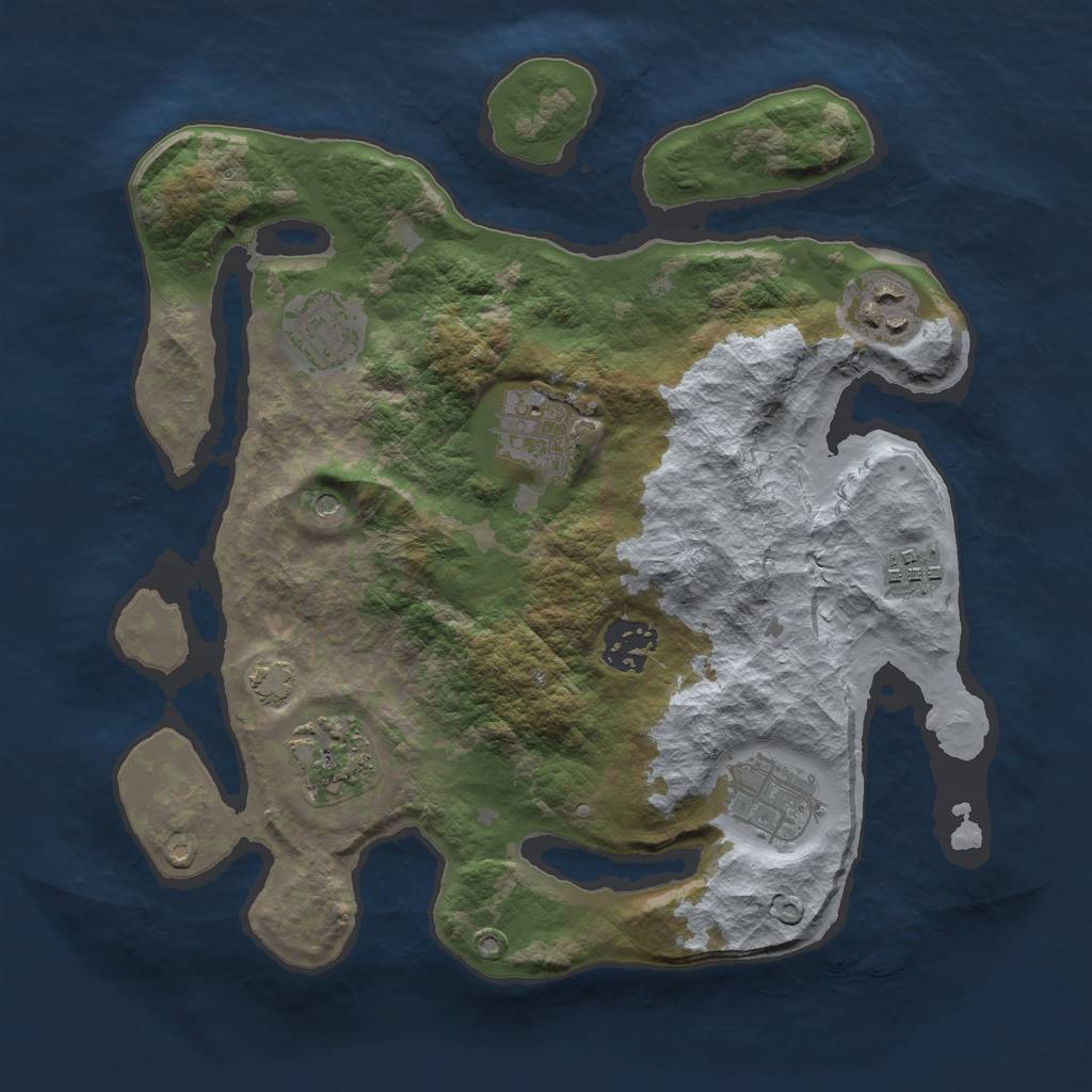 Rust Map: Barren, Size: 3000, Seed: 806967, 11 Monuments
