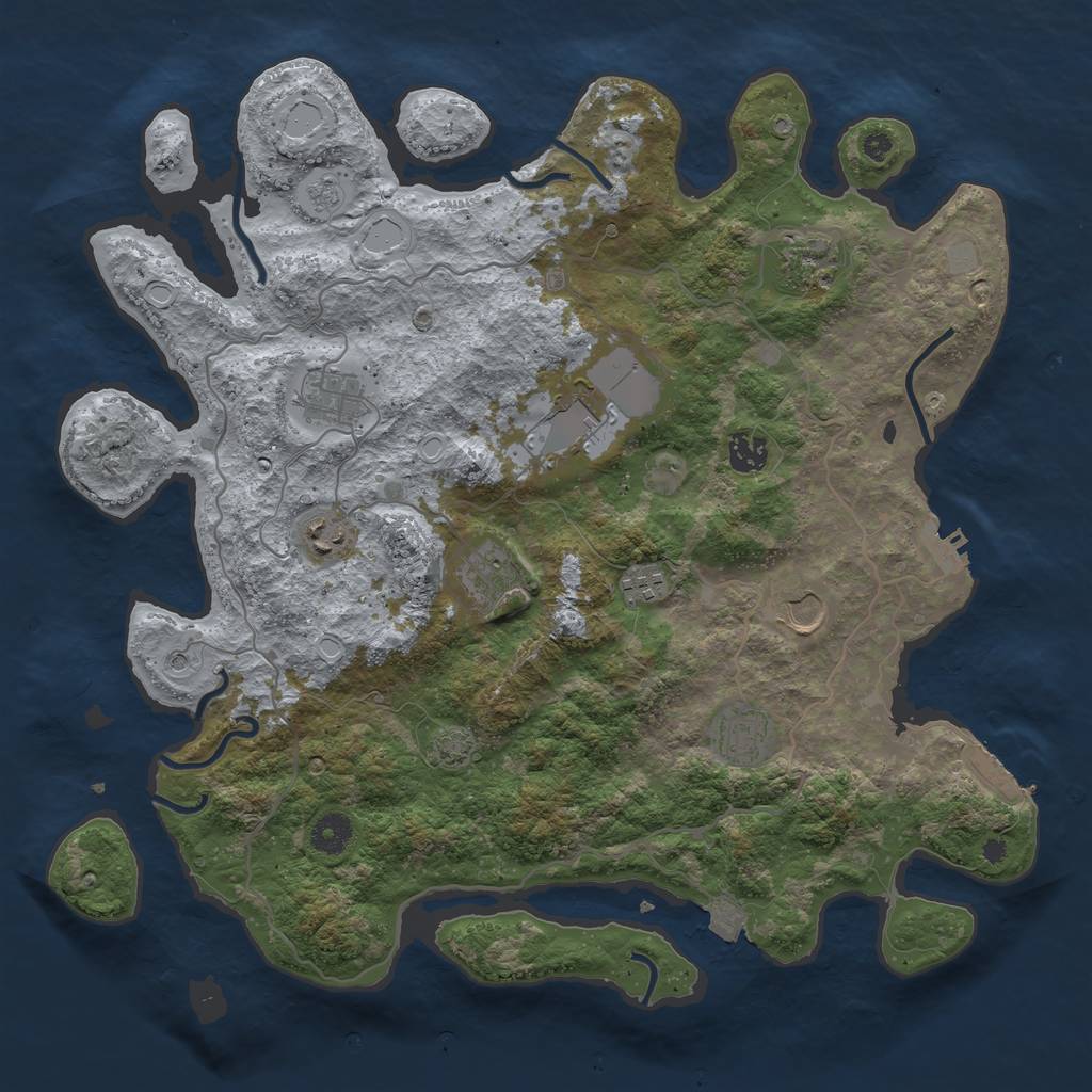 Rust Map: Procedural Map, Size: 4000, Seed: 1423752548, 17 Monuments