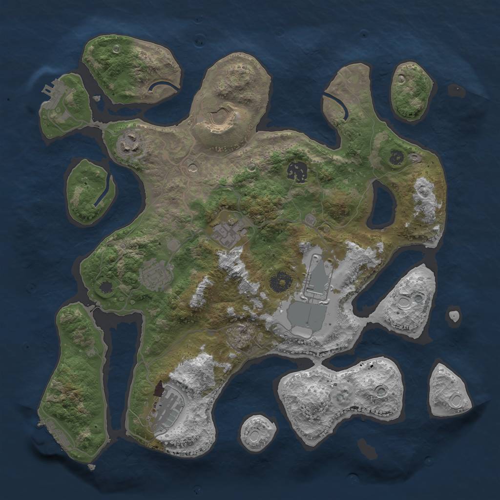 Rust Map: Procedural Map, Size: 3500, Seed: 961636165, 18 Monuments
