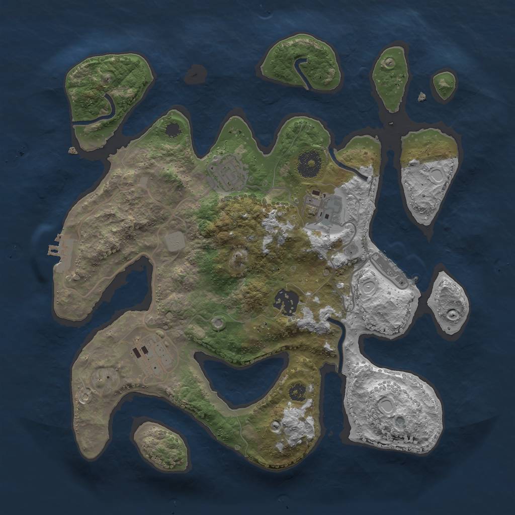 Rust Map: Procedural Map, Size: 3000, Seed: 434336169, 11 Monuments