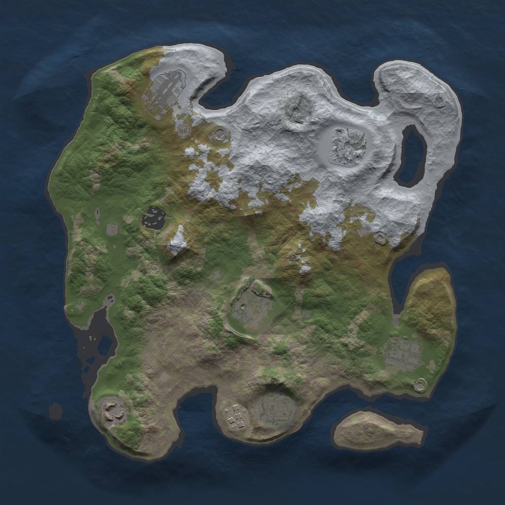 Rust Map: Barren, Size: 3200, Seed: 121315421, 11 Monuments
