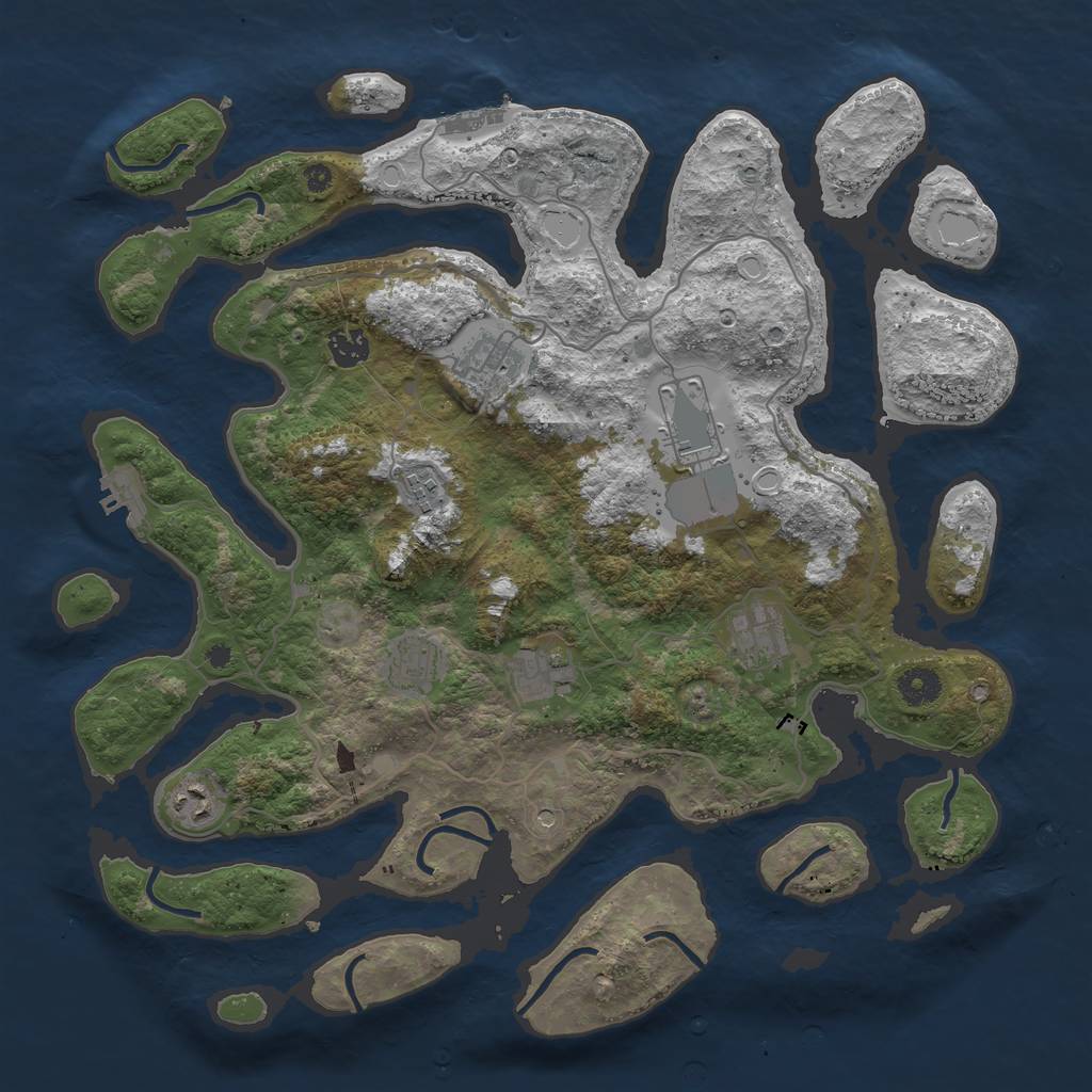 Rust Map: Procedural Map, Size: 4000, Seed: 24272, 16 Monuments