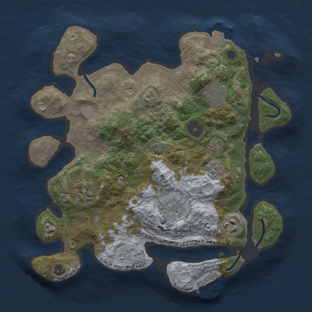 Rust Map: Procedural Map, Size: 3000, Seed: 3113, 12 Monuments