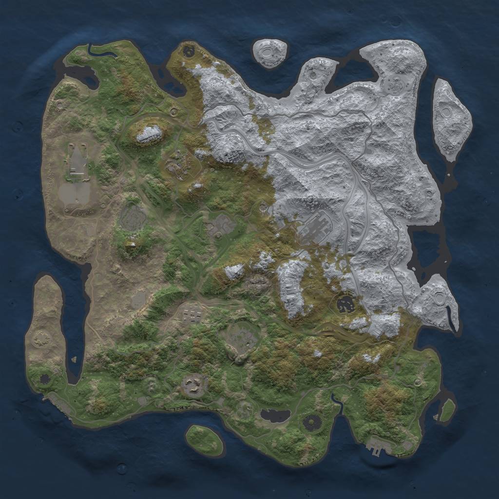 Rust Map: Procedural Map, Size: 4250, Seed: 1129358570, 17 Monuments