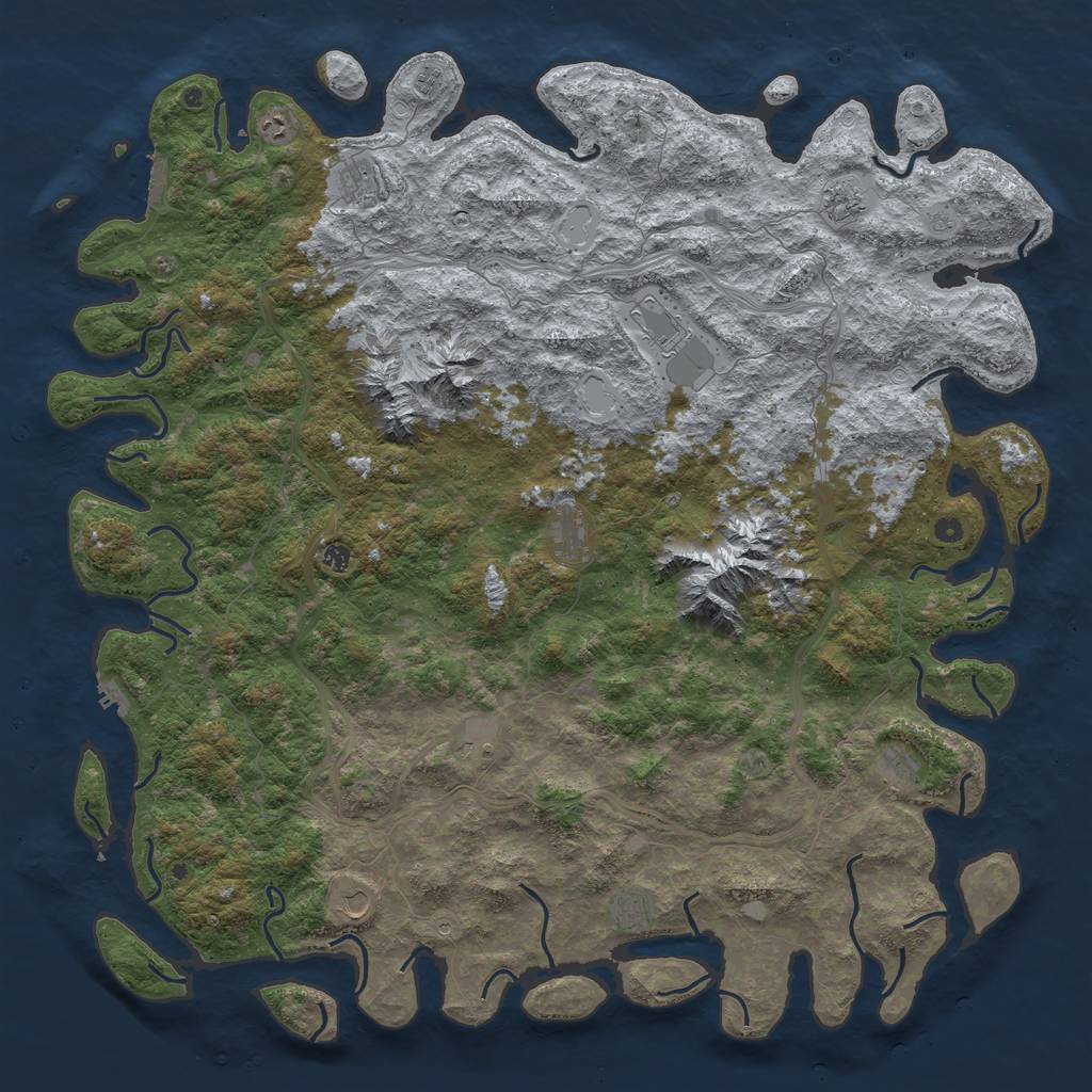 Rust Map: Procedural Map, Size: 6000, Seed: 6841982, 18 Monuments