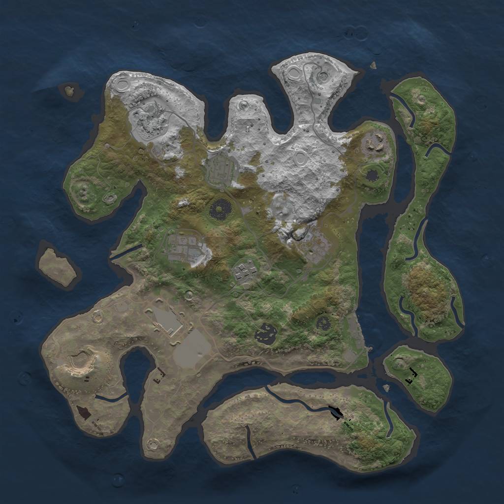 Rust Map: Procedural Map, Size: 3500, Seed: 62347485, 16 Monuments