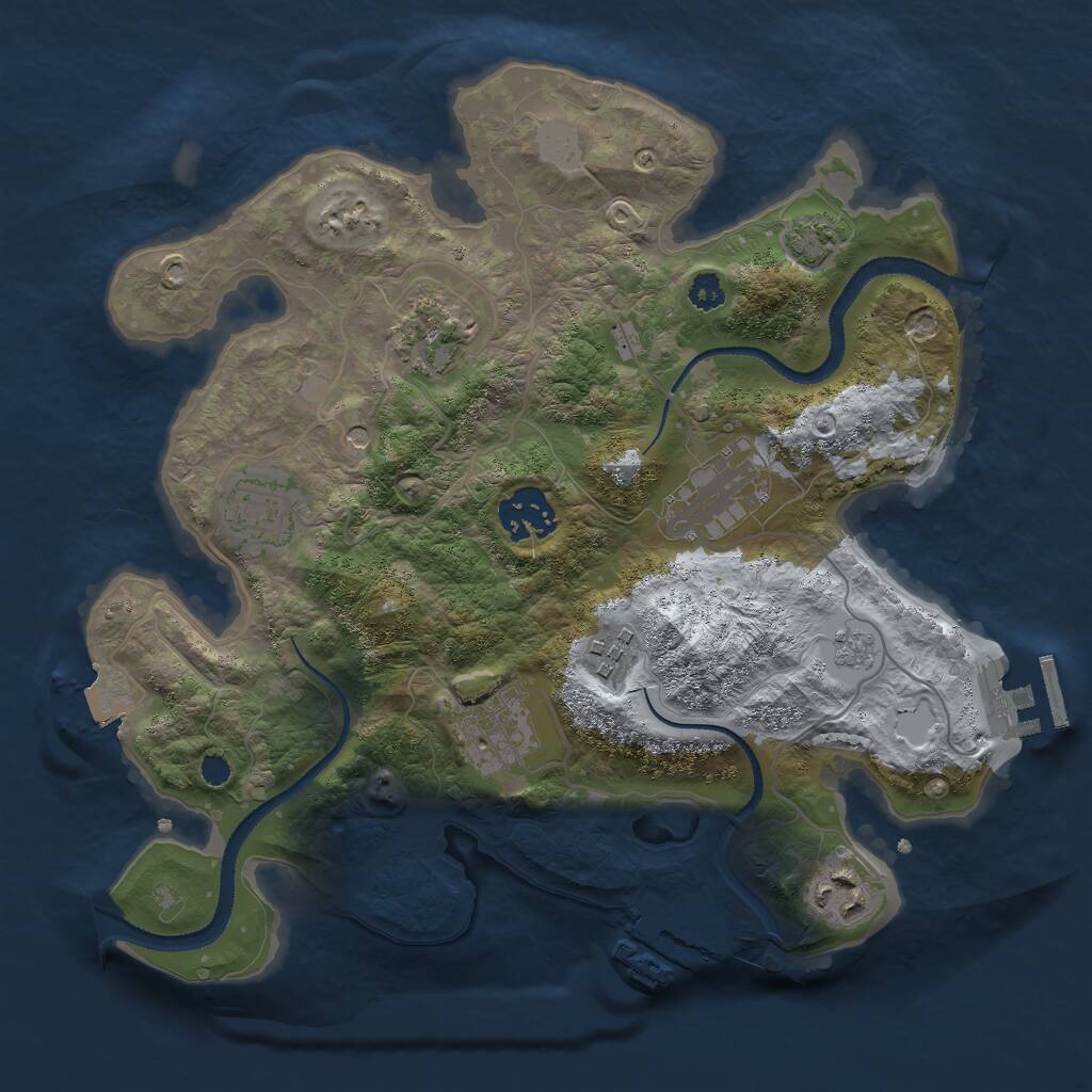 Rust Map: Procedural Map, Size: 3000, Seed: 677637513, 13 Monuments