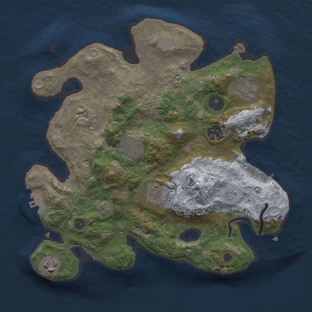 Rust Map: Procedural Map, Size: 3000, Seed: 677637513, 13 Monuments