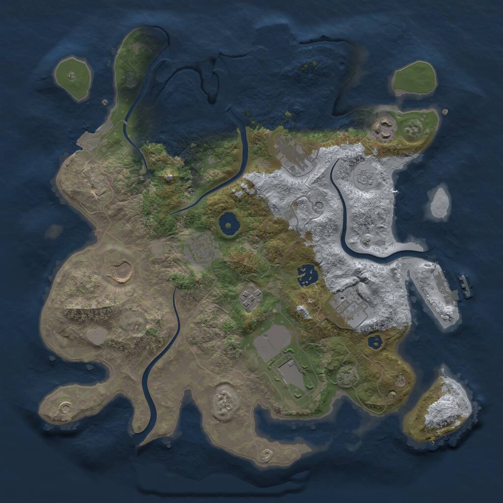 Rust Map: Procedural Map, Size: 3500, Seed: 264456075, 14 Monuments