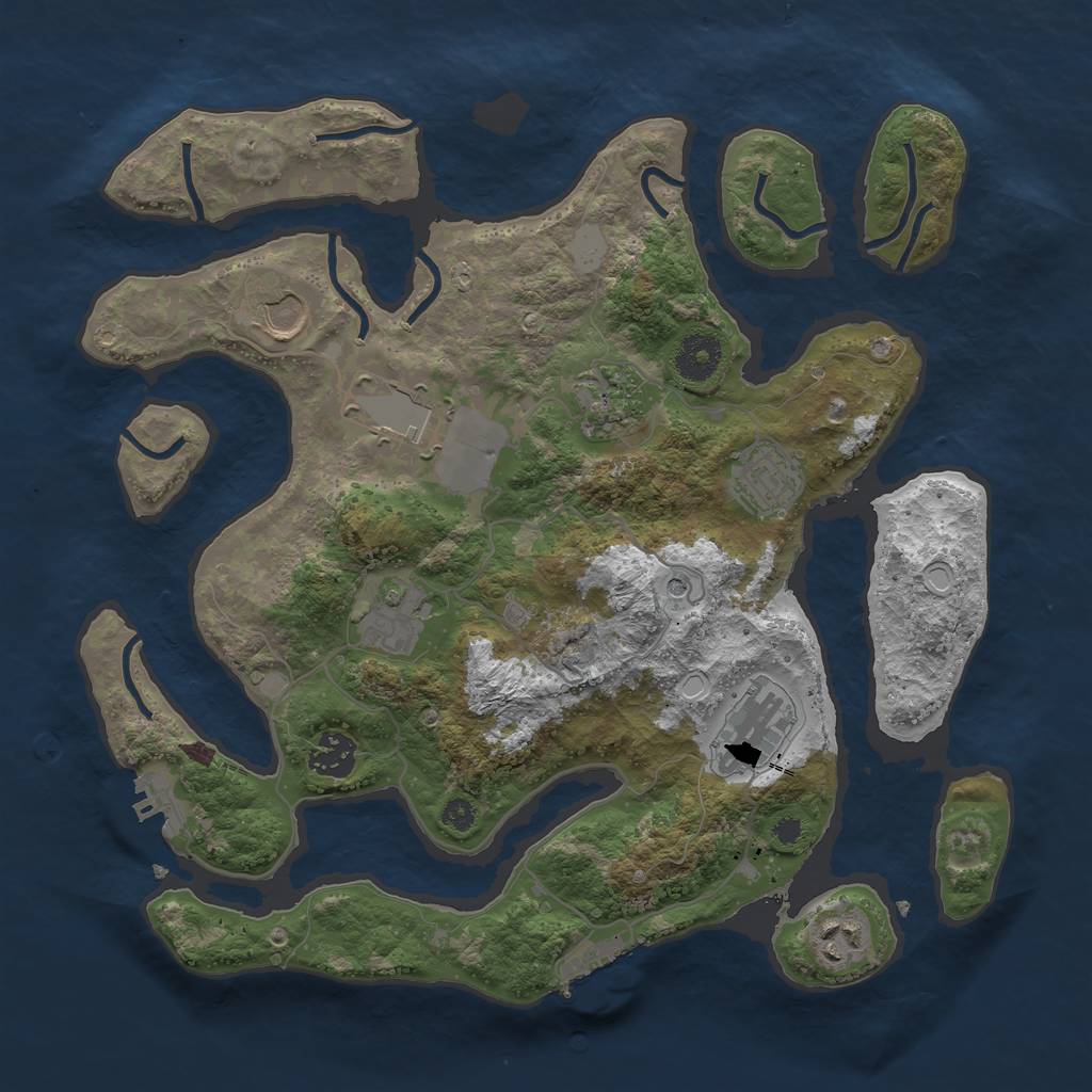Rust Map: Procedural Map, Size: 3500, Seed: 1638, 16 Monuments