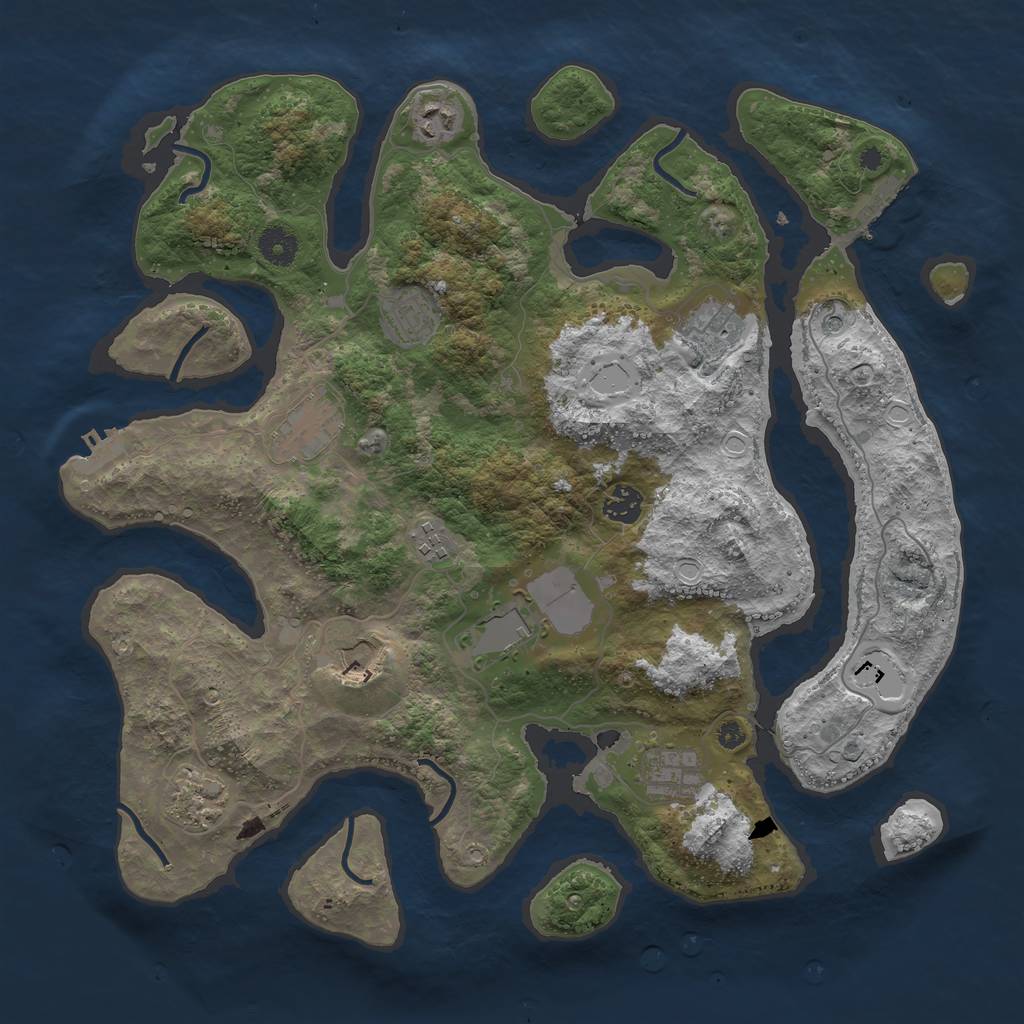 Rust Map: Procedural Map, Size: 3950, Seed: 91890157, 18 Monuments