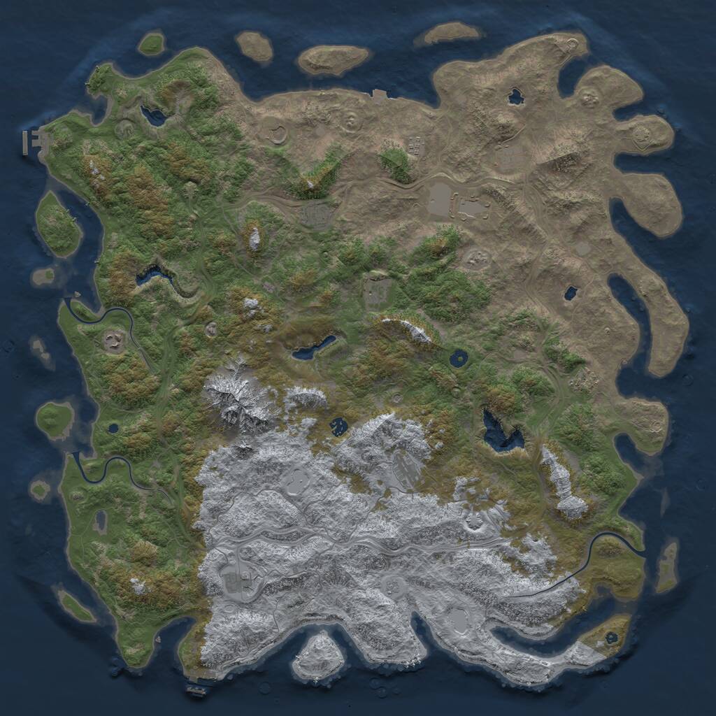 Rust Map: Procedural Map, Size: 6000, Seed: 145535, 17 Monuments