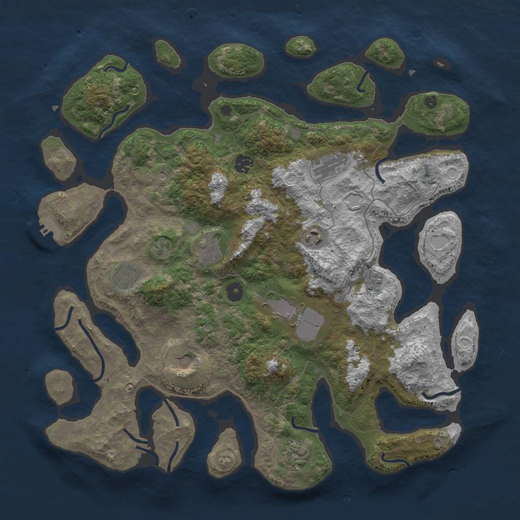 Rust Map: Procedural Map, Size: 4250, Seed: 1234567809, 16 Monuments