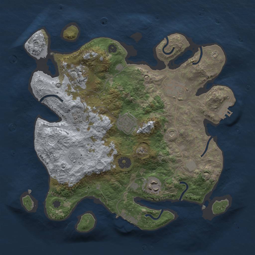 Rust Map: Procedural Map, Size: 3000, Seed: 1357437026, 12 Monuments