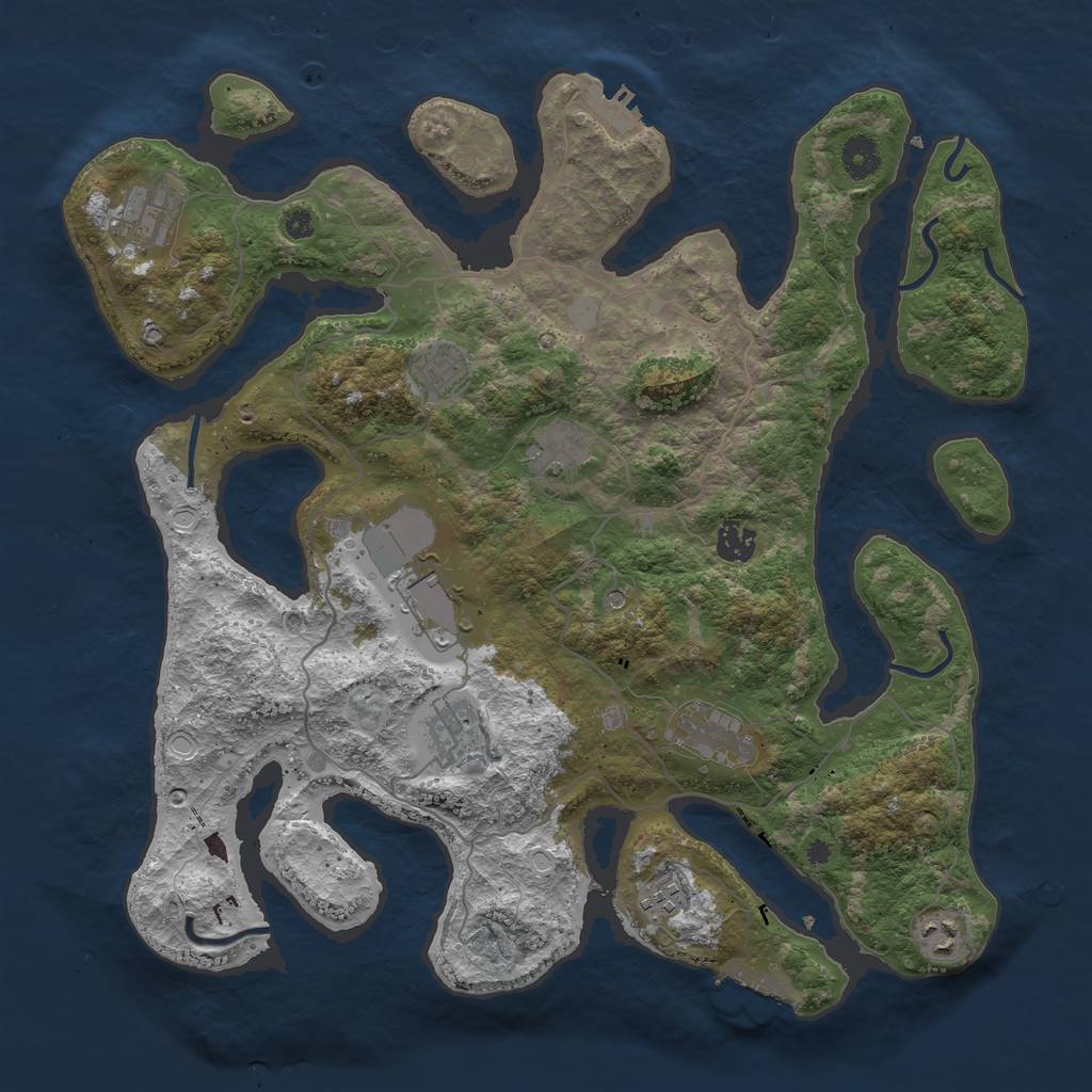 Rust Map: Procedural Map, Size: 4000, Seed: 938903846, 17 Monuments