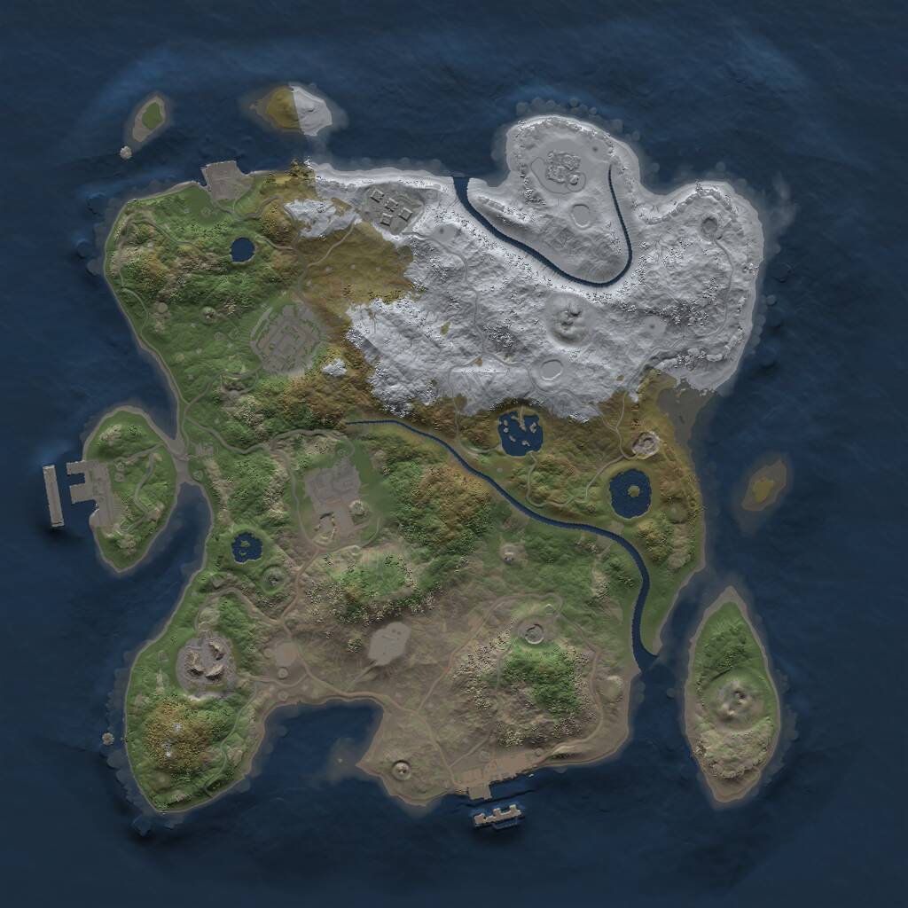 Rust Map: Procedural Map, Size: 3000, Seed: 15141215, 10 Monuments