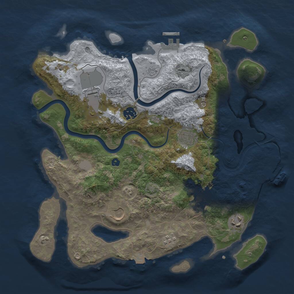 Rust Map: Procedural Map, Size: 3500, Seed: 1548535, 13 Monuments