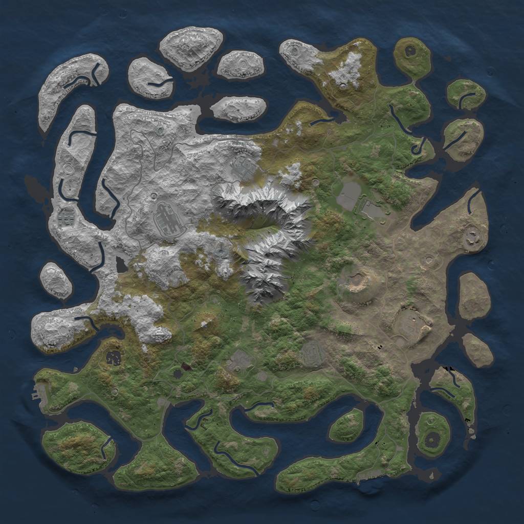 Rust Map: Procedural Map, Size: 5000, Seed: 20203040, 21 Monuments