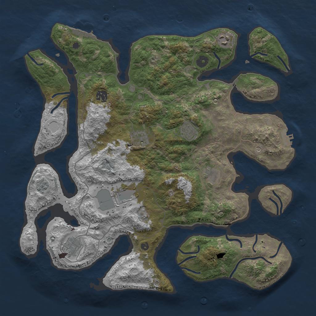 Rust Map: Procedural Map, Size: 4000, Seed: 1925157133, 16 Monuments