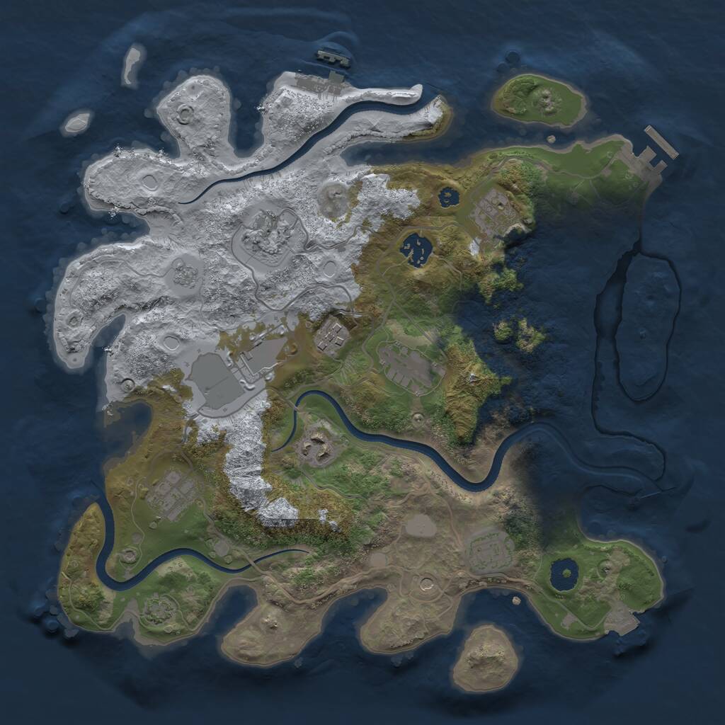 Rust Map: Procedural Map, Size: 3500, Seed: 558599724, 15 Monuments