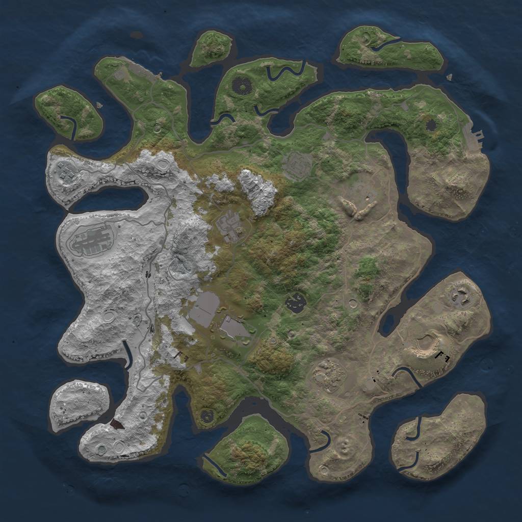 Rust Map: Procedural Map, Size: 4000, Seed: 2141787172, 18 Monuments