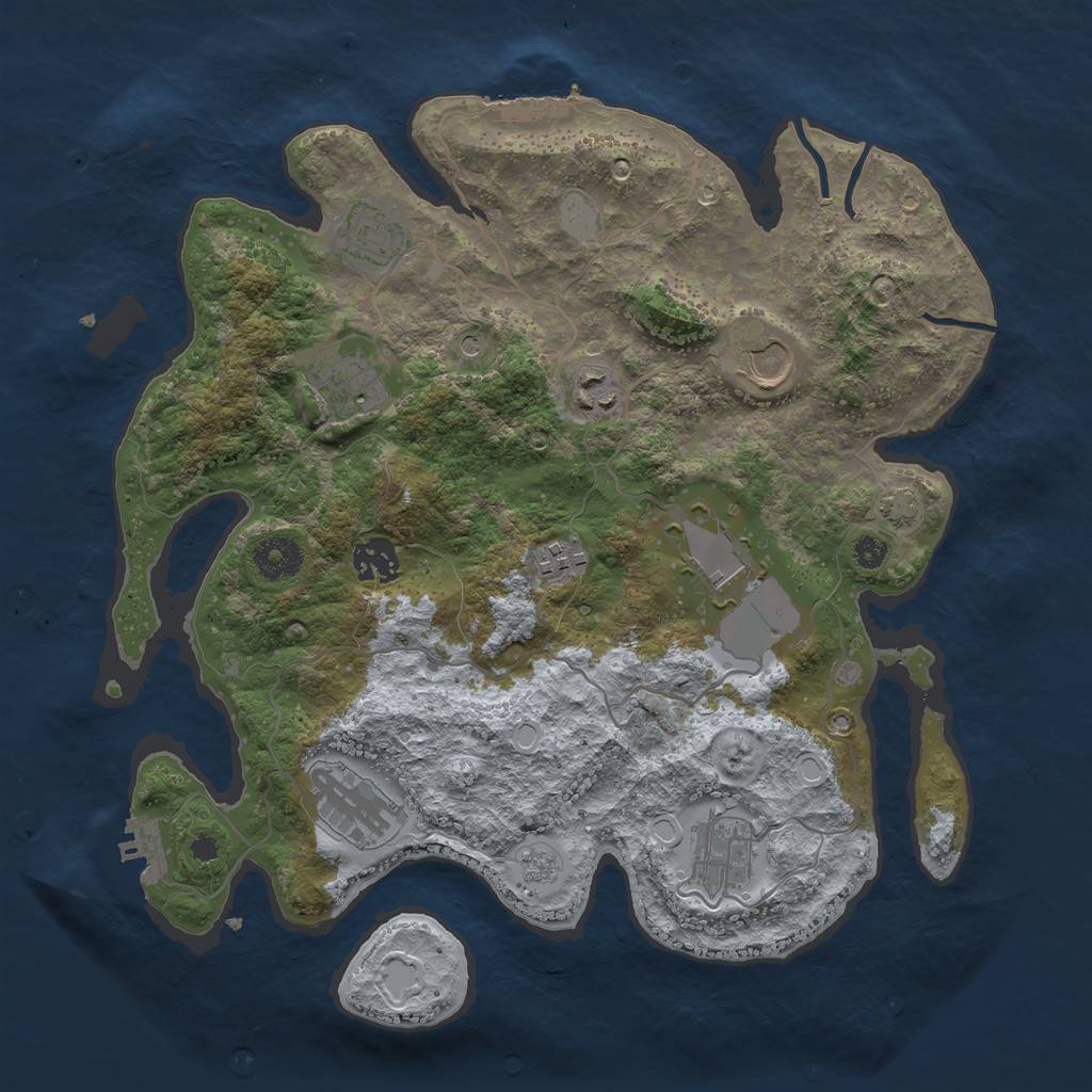 Rust Map: Procedural Map, Size: 3500, Seed: 1602256577, 17 Monuments
