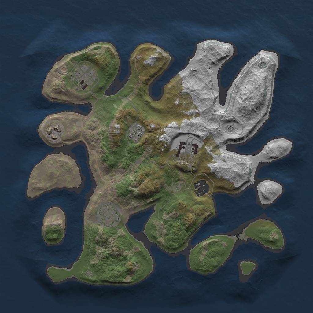 Rust Map: Barren, Size: 3000, Seed: 1477067521, 9 Monuments