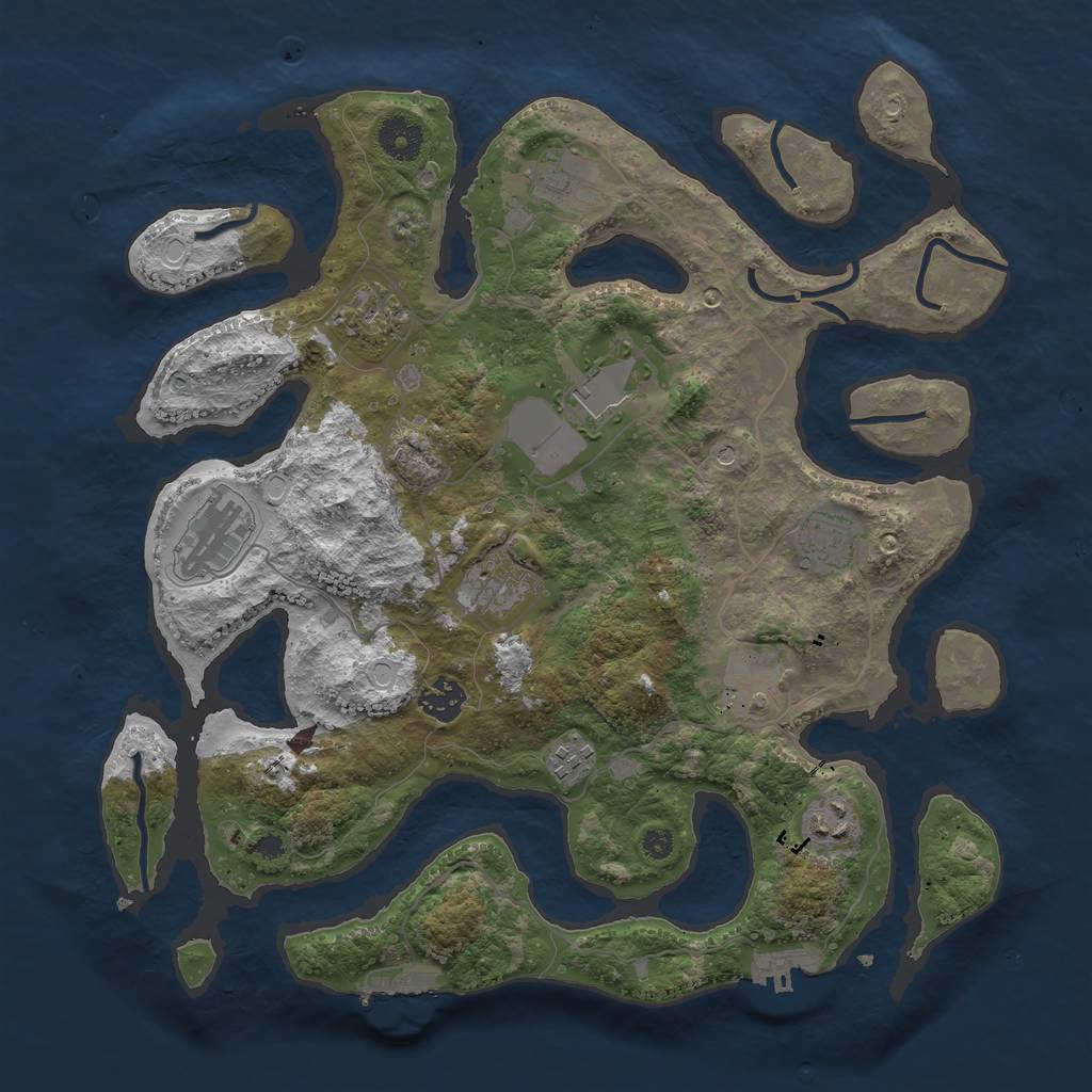 Rust Map: Procedural Map, Size: 3700, Seed: 1329814334, 18 Monuments