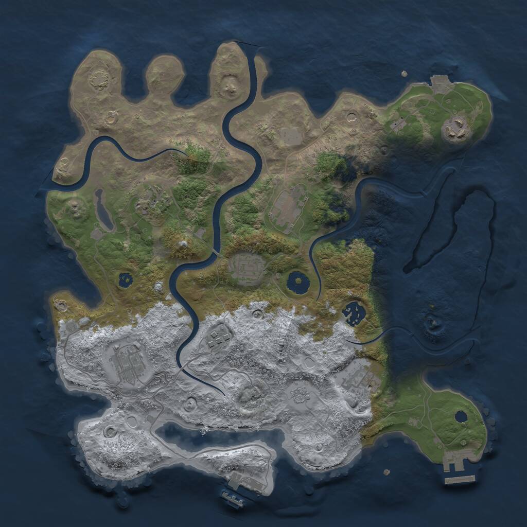 Rust Map: Procedural Map, Size: 3500, Seed: 11105, 14 Monuments