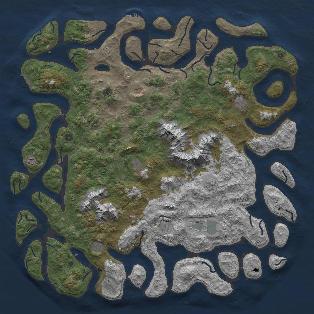 Rust Map: Procedural Map, Size: 6000, Seed: 107413663, 19 Monuments
