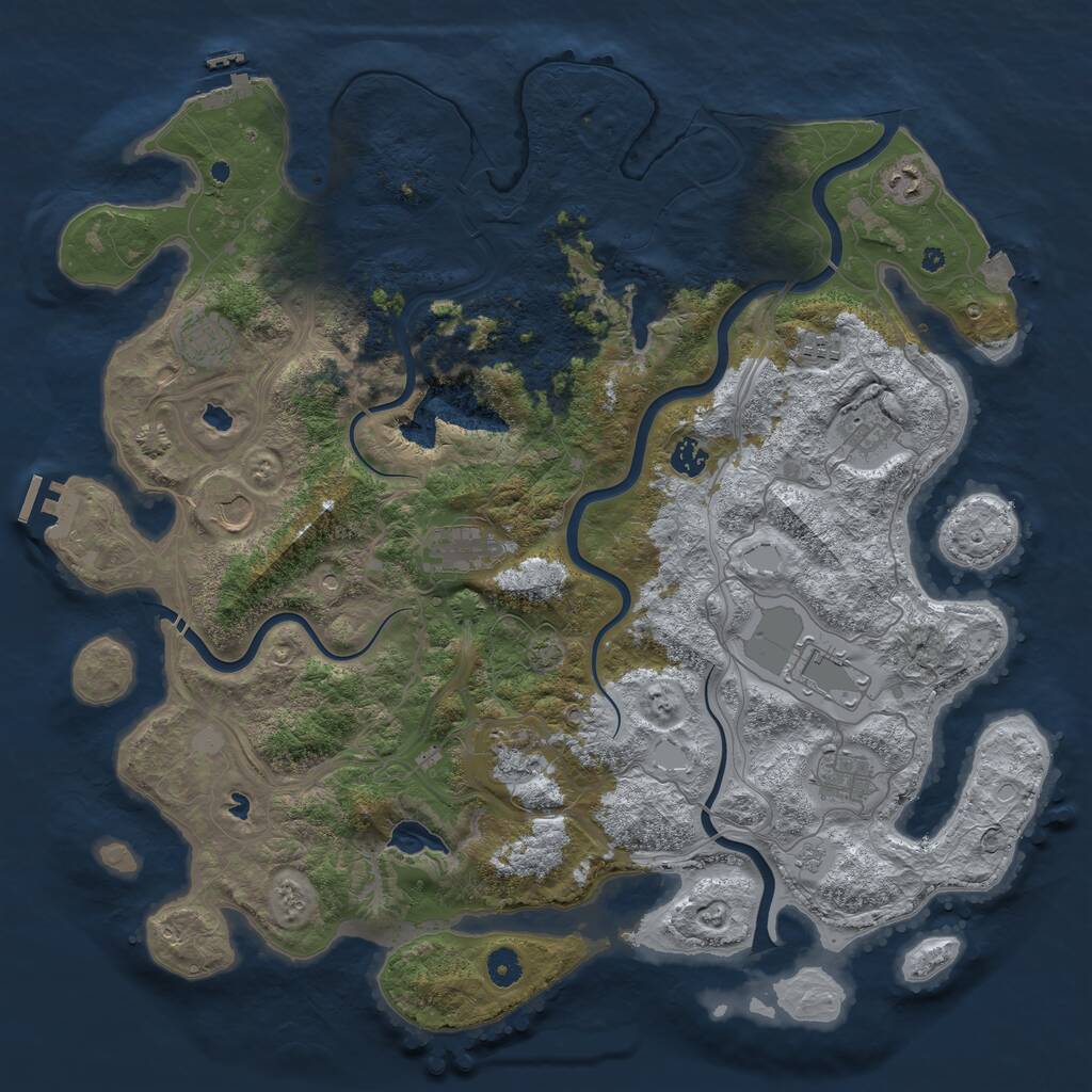Rust Map: Procedural Map, Size: 4500, Seed: 980054644, 16 Monuments