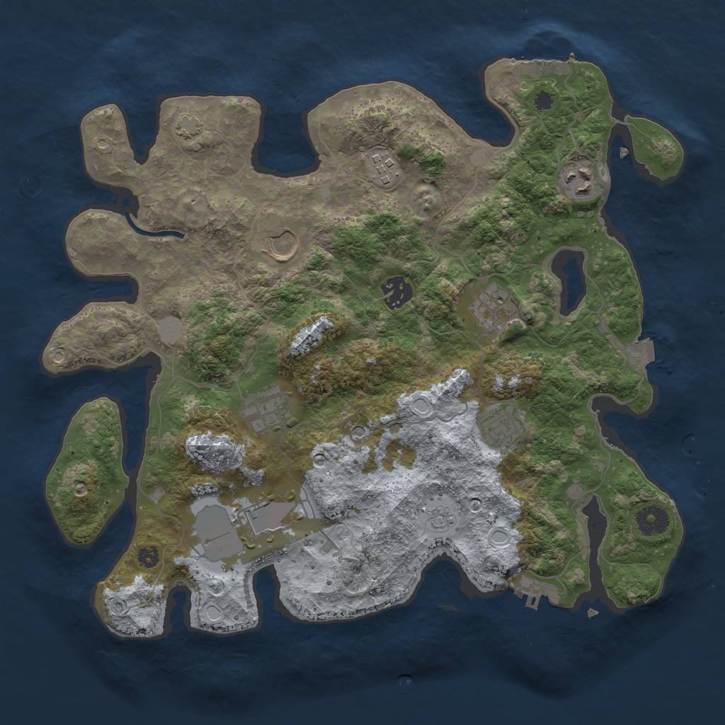 Rust Map: Procedural Map, Size: 3500, Seed: 970152710, 16 Monuments