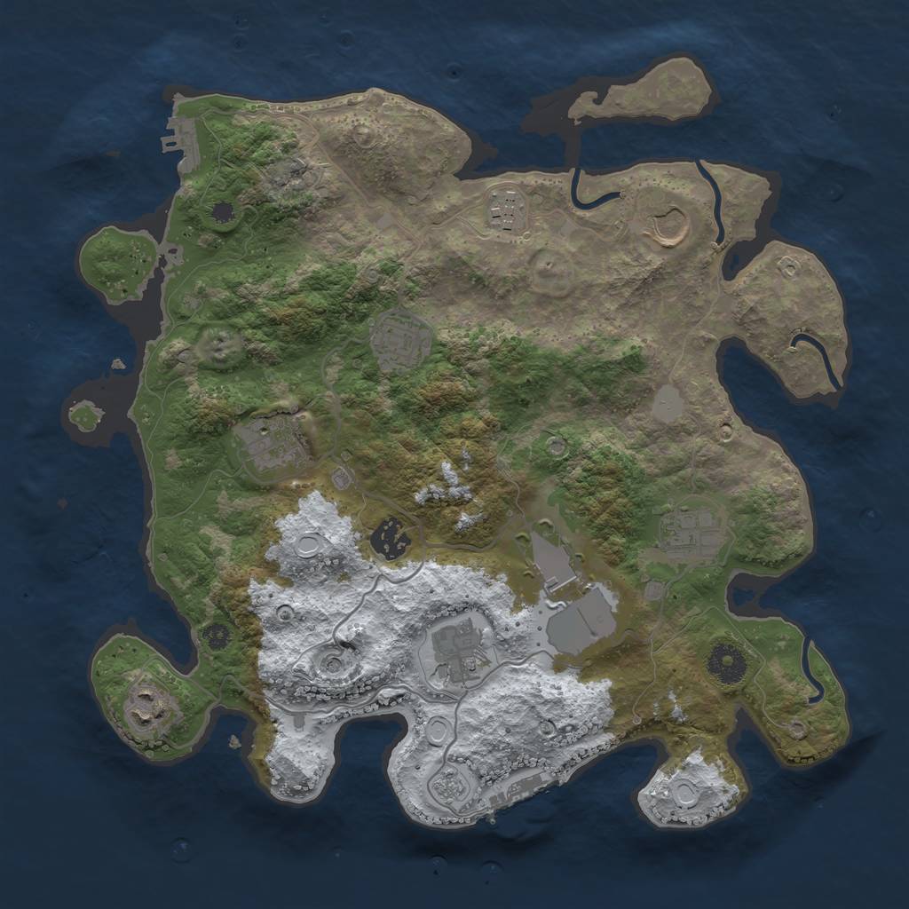 Rust Map: Procedural Map, Size: 3500, Seed: 145535, 18 Monuments