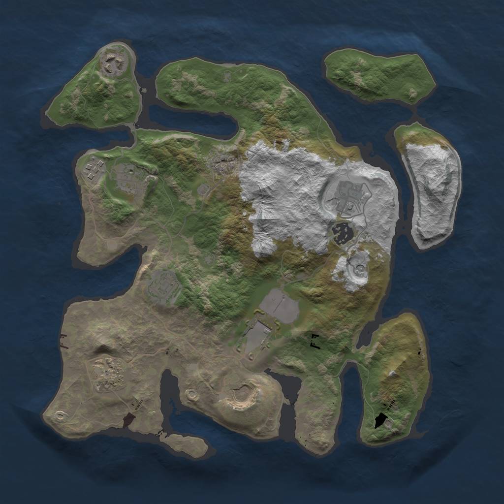 Rust Map: Barren, Size: 3500, Seed: 321152, 12 Monuments