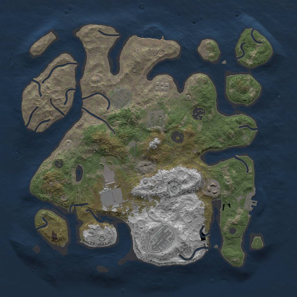 Rust Map: Procedural Map, Size: 3500, Seed: 318704106, 15 Monuments