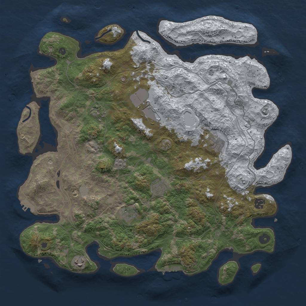 Rust Map: Procedural Map, Size: 4256, Seed: 1234567890, 17 Monuments